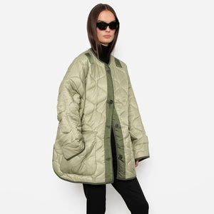 The frankie shop oversized teddy jacket moss green